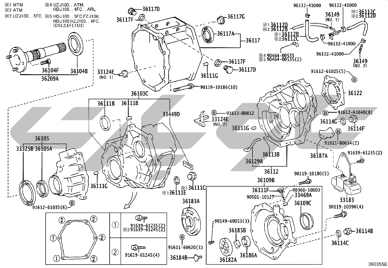 3609: transfer case & extension housing