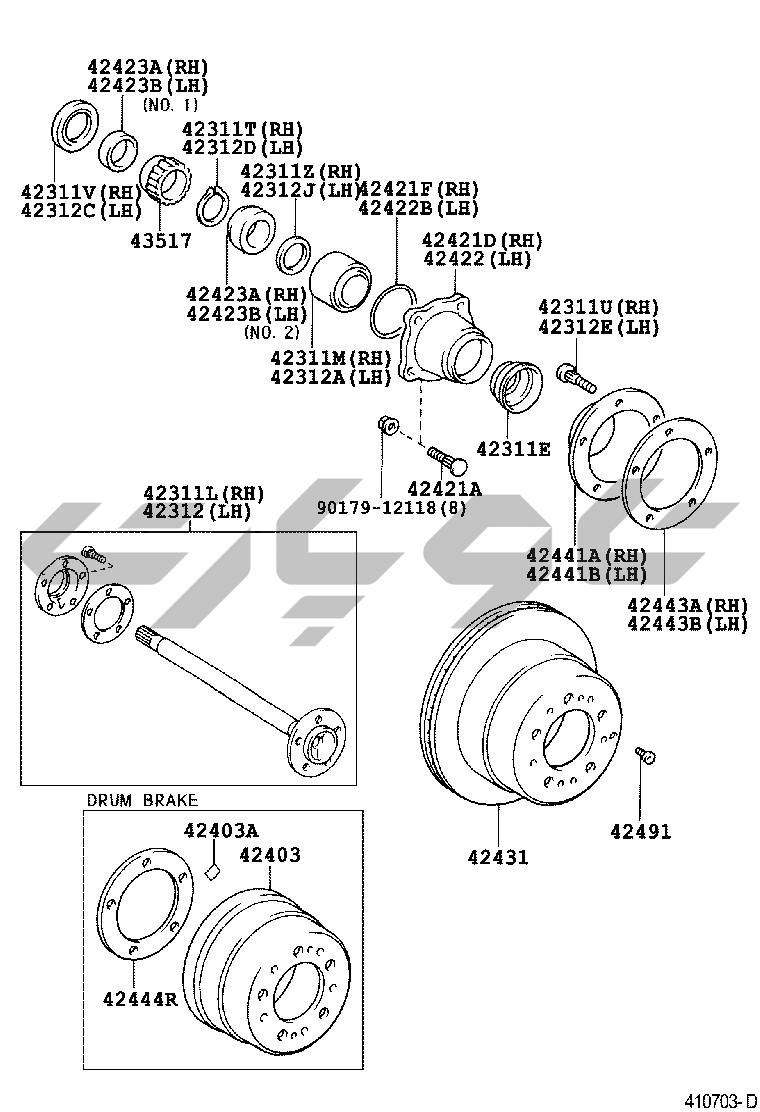 4102: rear axle shaft & hub