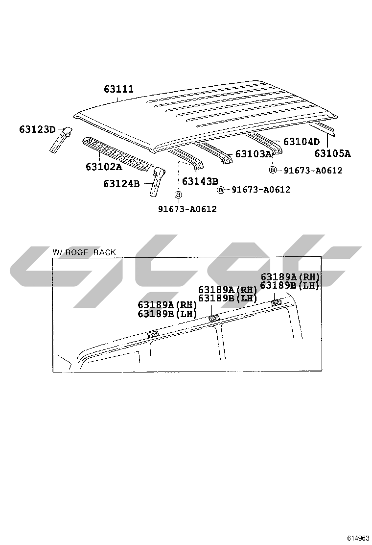 6153: roof panel & back window glass