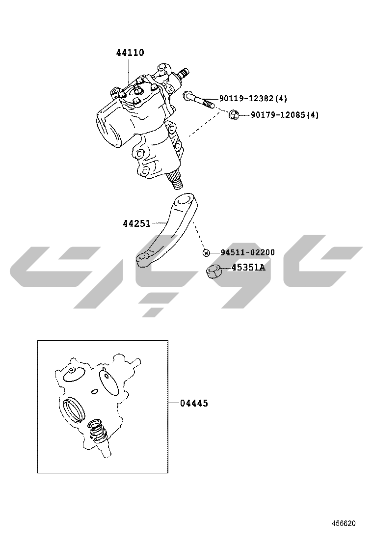 4505: front steering gear & link