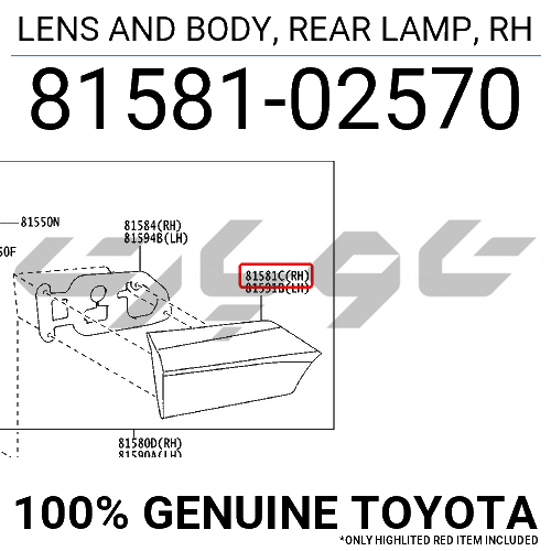 LENS AND BODY, REAR LAMP, RH