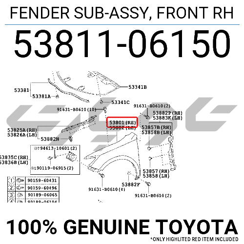 FENDER SUB-ASSY, FRONT RH