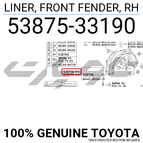 LINER, FRONT FENDER, RH