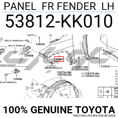 PANEL FR FENDER LH