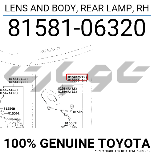 LENS AND BODY, REAR LAMP, RH