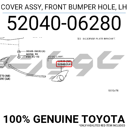 COVER ASSY, FRONT BUMPER HOLE, LH