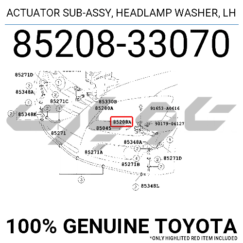 ACTUATOR SUB-ASSY, HEADLAMP WASHER, LH