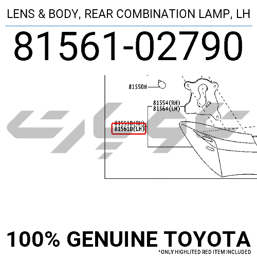 LENS & BODY, REAR COMBINATION LAMP, LH