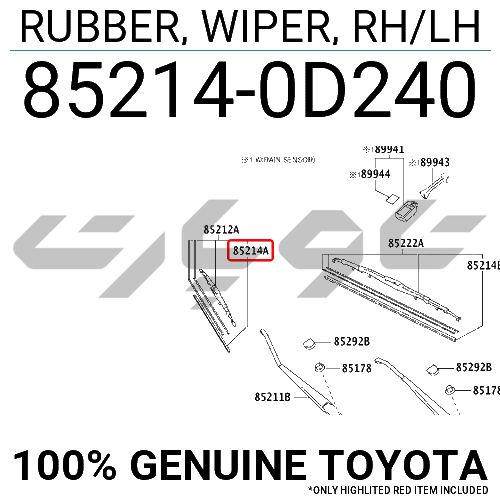 RUBBER, WIPER, RH/LH
