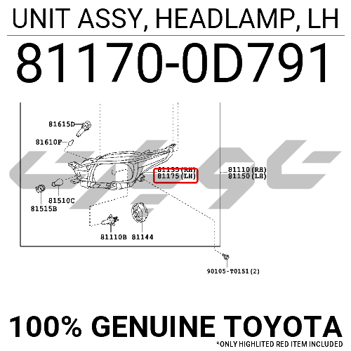 UNIT ASSY, HEADLAMP, LH