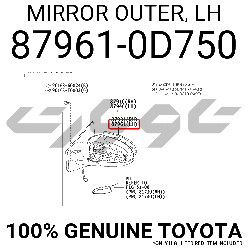 MIRROR OUTER, LH