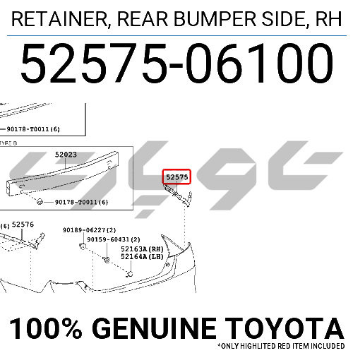 RETAINER, REAR BUMPER SIDE, RH