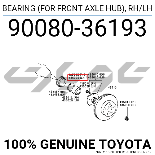 BEARING (FOR FRONT AXLE HUB),RH/LH