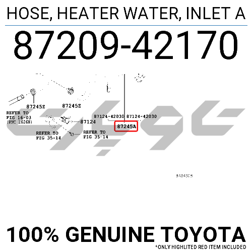 HOSE, HEATER WATER, INLET A