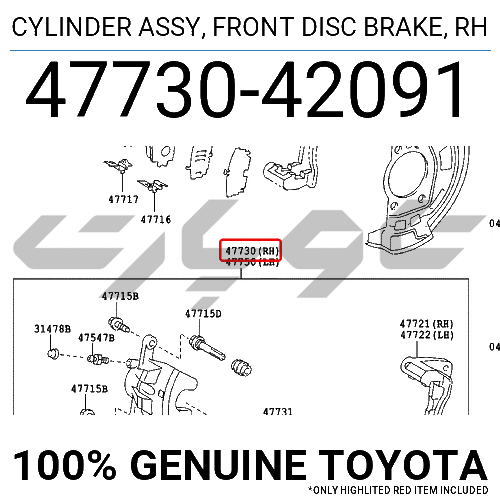 CYLINDER ASSY, FRONT DISC BRAKE, RH