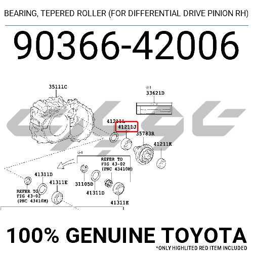 BEARING, TEPERED ROLLER (FOR DIFFERENTIAL DRIVE PINION RH)