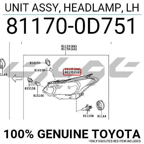 UNIT ASSY, HEADLAMP, LH