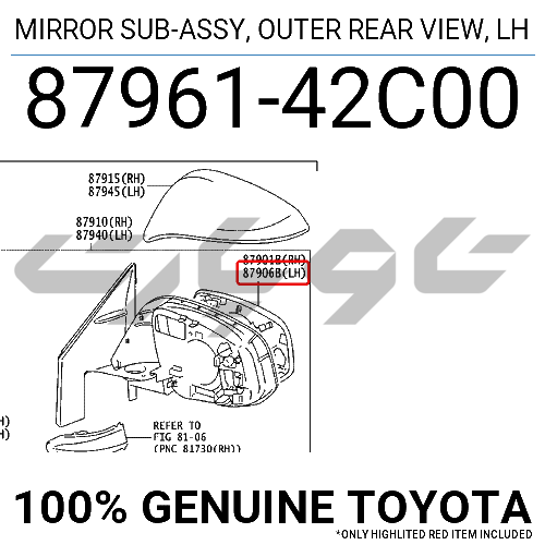 MIRROR SUB-ASSY, OUTER REAR VIEW, LH