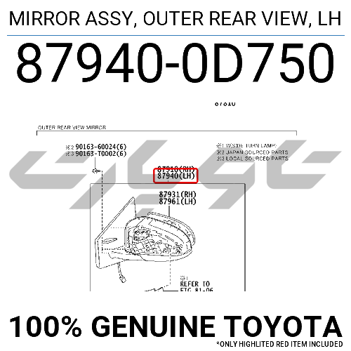 MIRROR ASSY, OUTER REAR VIEW, LH