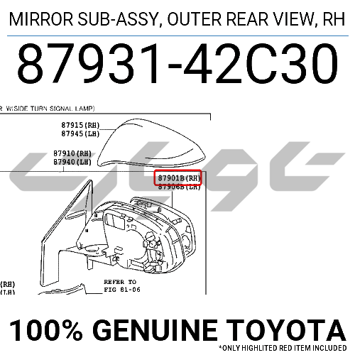 MIRROR SUB-ASSY, OUTER REAR VIEW, RH