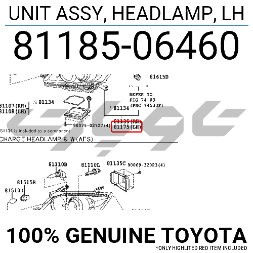 UNIT ASSY, HEADLAMP, LH