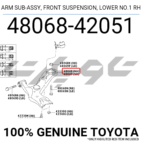 ARM SUB-ASSY, FRONT SUSPENSION, LOWER NO.1 RH
