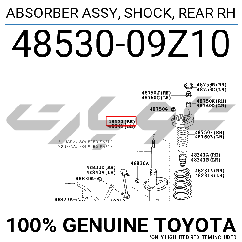 ABSORBER ASSY, SHOCK, REAR RH