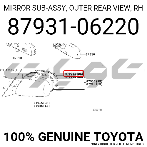 MIRROR SUB-ASSY, OUTER REAR VIEW, RH