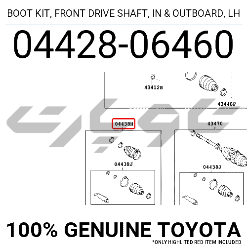 BOOT KIT, FRONT DRIVE SHAFT, IN & OUTBOARD, LH