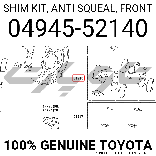 SHIM KIT, ANTI SQUEAL, FRONT