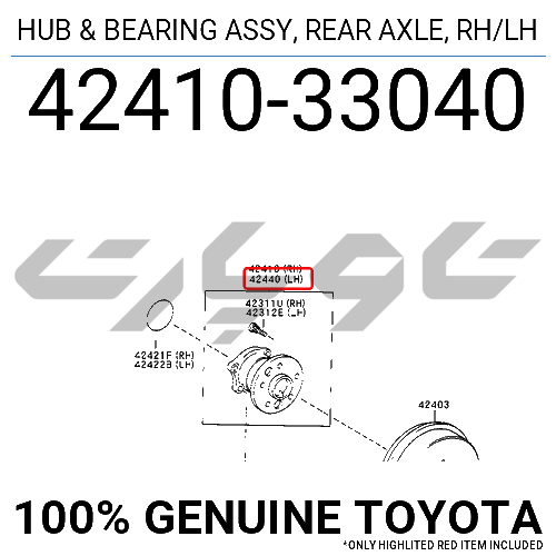 HUB & BEARING ASSY, REAR AXLE, RH/LH