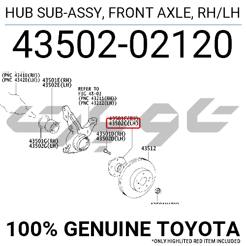 HUB SUB-ASSY, FRONT AXLE, RH/LH