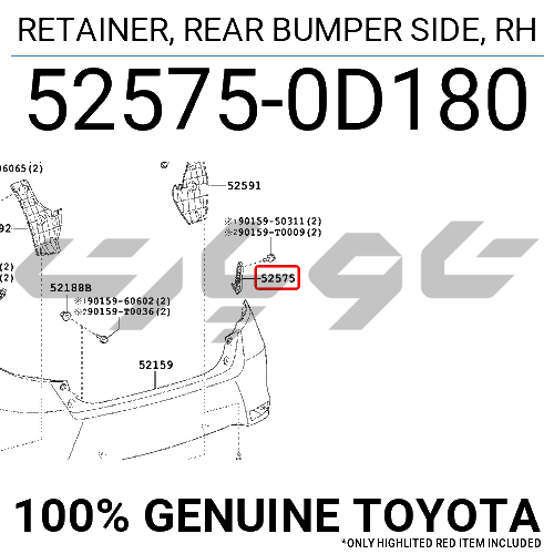 RETAINER, REAR BUMPER SIDE, RH