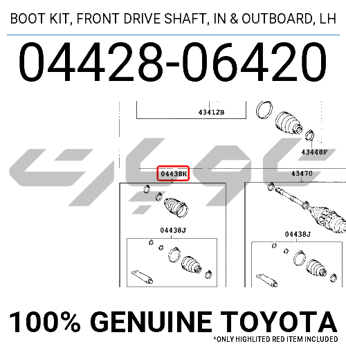 BOOT KIT, FRONT DRIVE SHAFT, IN & OUTBOARD, LH