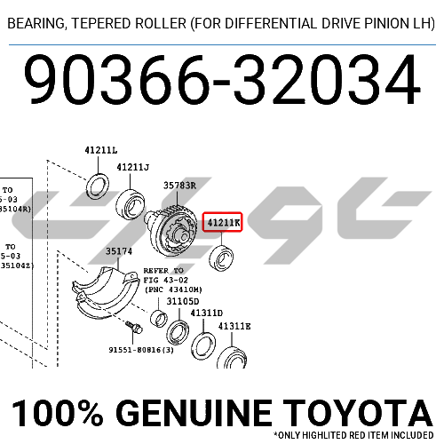 BEARING, TEPERED ROLLER (FOR DIFFERENTIAL DRIVE PINION LH)