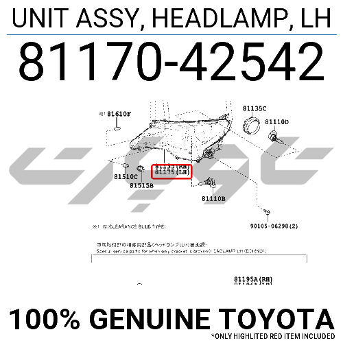 UNIT ASSY, HEADLAMP, LH