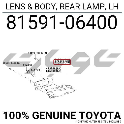 LENS & BODY, REAR LAMP, LH