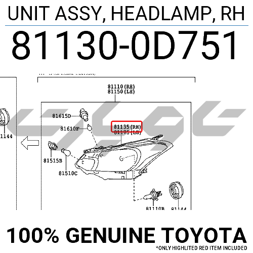 UNIT ASSY, HEADLAMP, RH