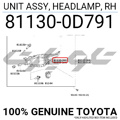 UNIT ASSY, HEADLAMP, RH