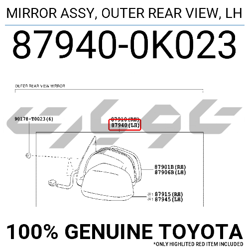 MIRROR ASSY, OUTER REAR VIEW, LH