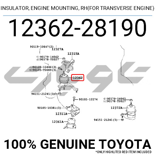 INSULATOR, ENGINE MOUNTING, RH(FOR TRANSVERSE ENGINE)