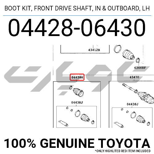 BOOT KIT, FRONT DRIVE SHAFT, IN & OUTBOARD, LH