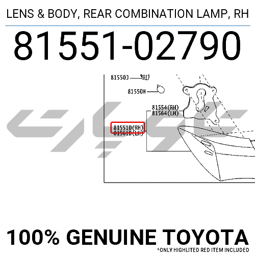 LENS & BODY, REAR COMBINATION LAMP, RH