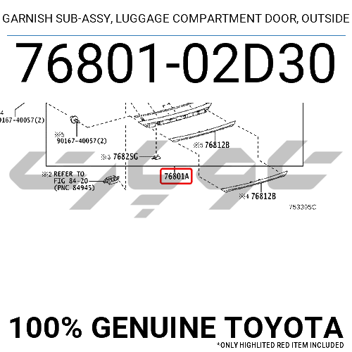 GARNISH SUB-ASSY, LUGGAGE COMPARTMENT DOOR, OUTSIDE