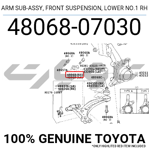 ARM SUB-ASSY, FRONT SUSPENSION, LOWER NO.1 RH