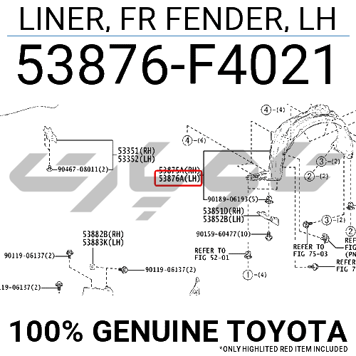 LINER, FR FENDER, LH