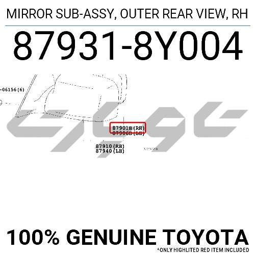 MIRROR SUB-ASSY, OUTER REAR VIEW, RH
