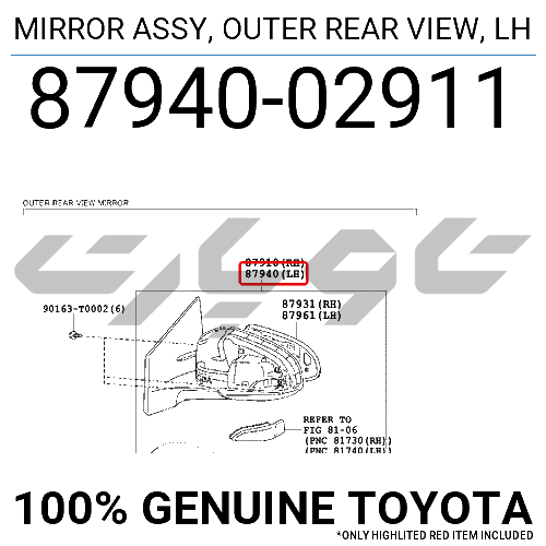 MIRROR ASSY, OUTER REAR VIEW, LH