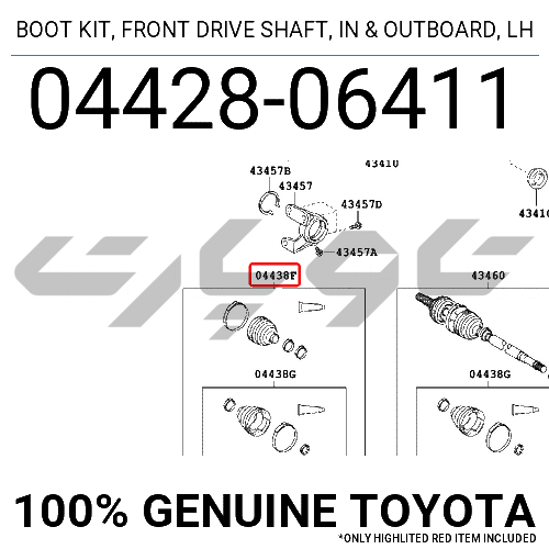 BOOT KIT, FRONT DRIVE SHAFT, IN & OUTBOARD, LH