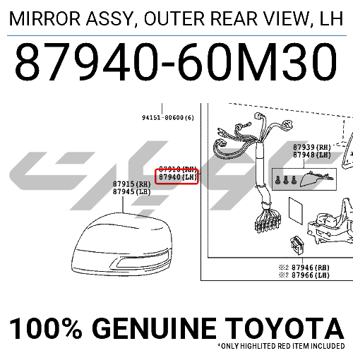 MIRROR ASSY, OUTER REAR VIEW, LH